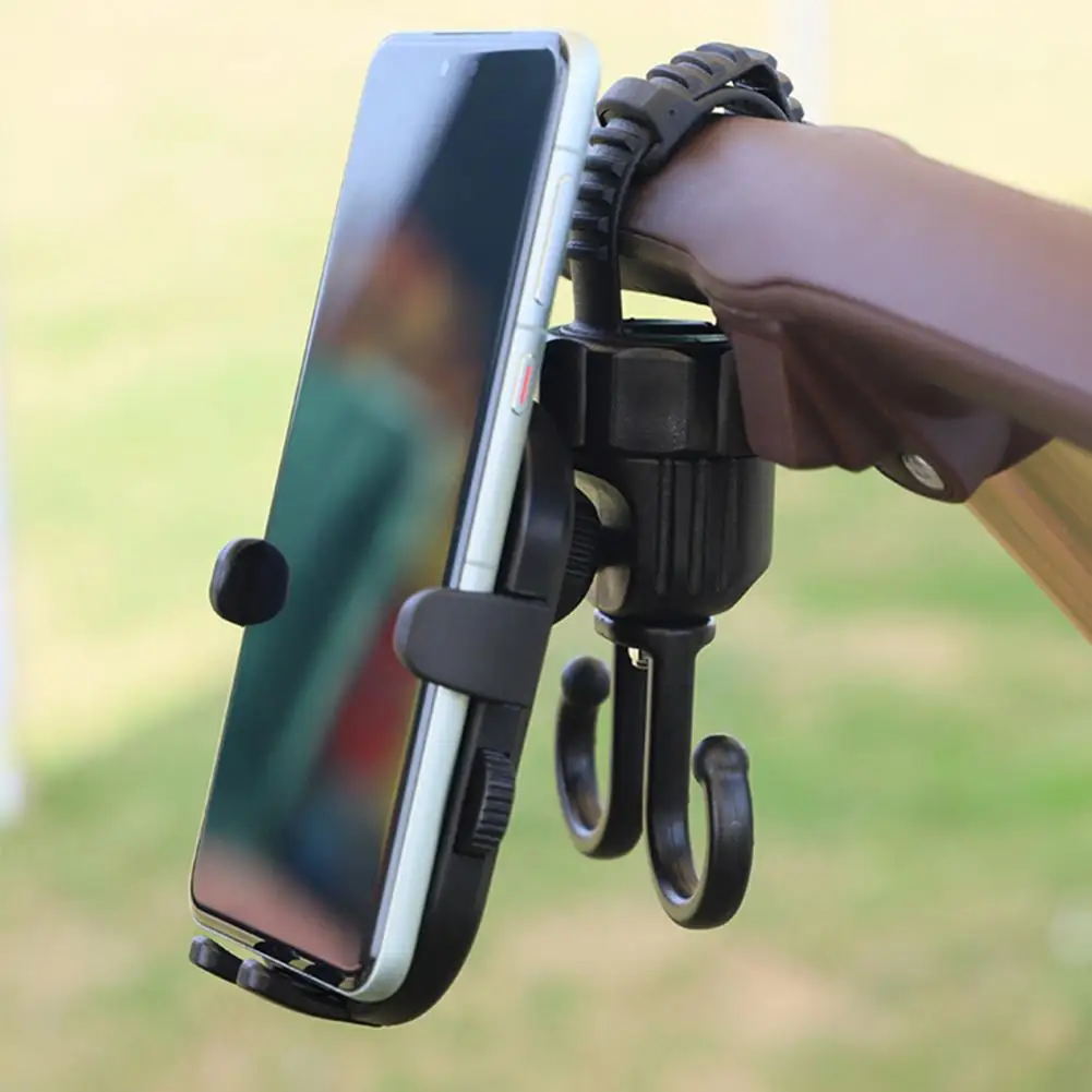 Universal Phone Stand Hook Stroller Hook with Phone Stand 360 Degree Rotation Stroller Hook Phone Stand Organizer for Shopping