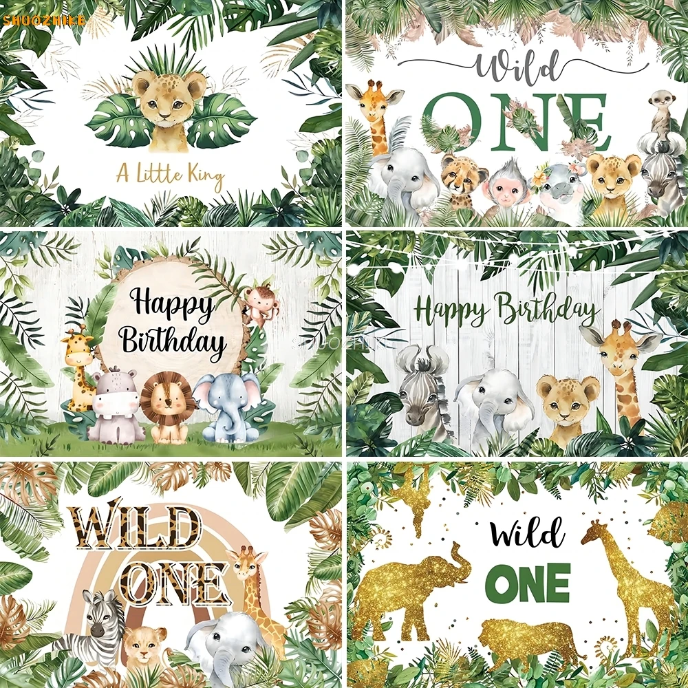 

Tropical Jungle Safari Photography Backdrops Forest Animal Wild One Party Newborn Baby Shower Child Birthday Photo Background