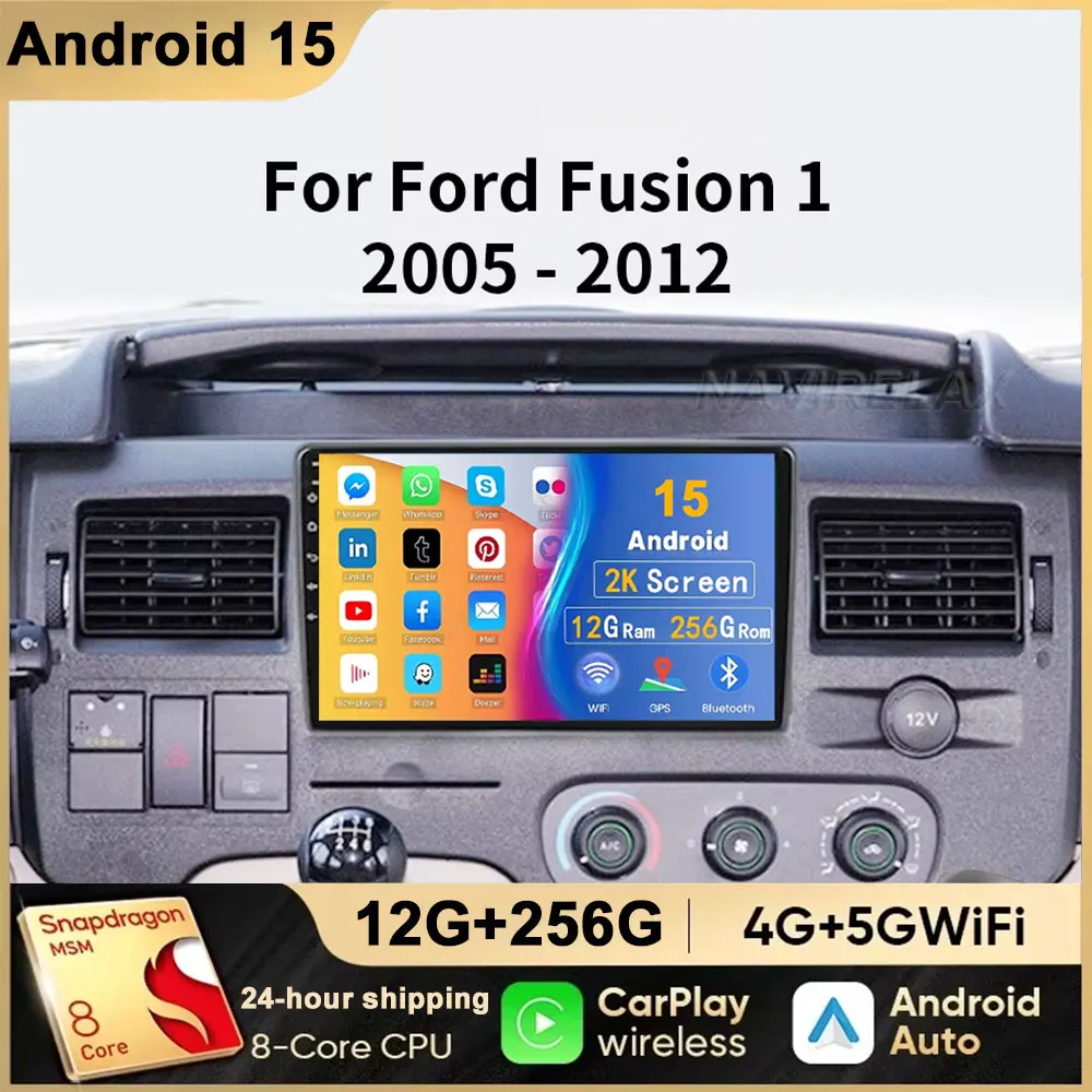 Android 15 For Ford Fusion 1 2005-2012 Car Auto Wireless Carplay Radio Multimedia 4G WIFI GPS BT Navigation 2 Din Screen Stereo
