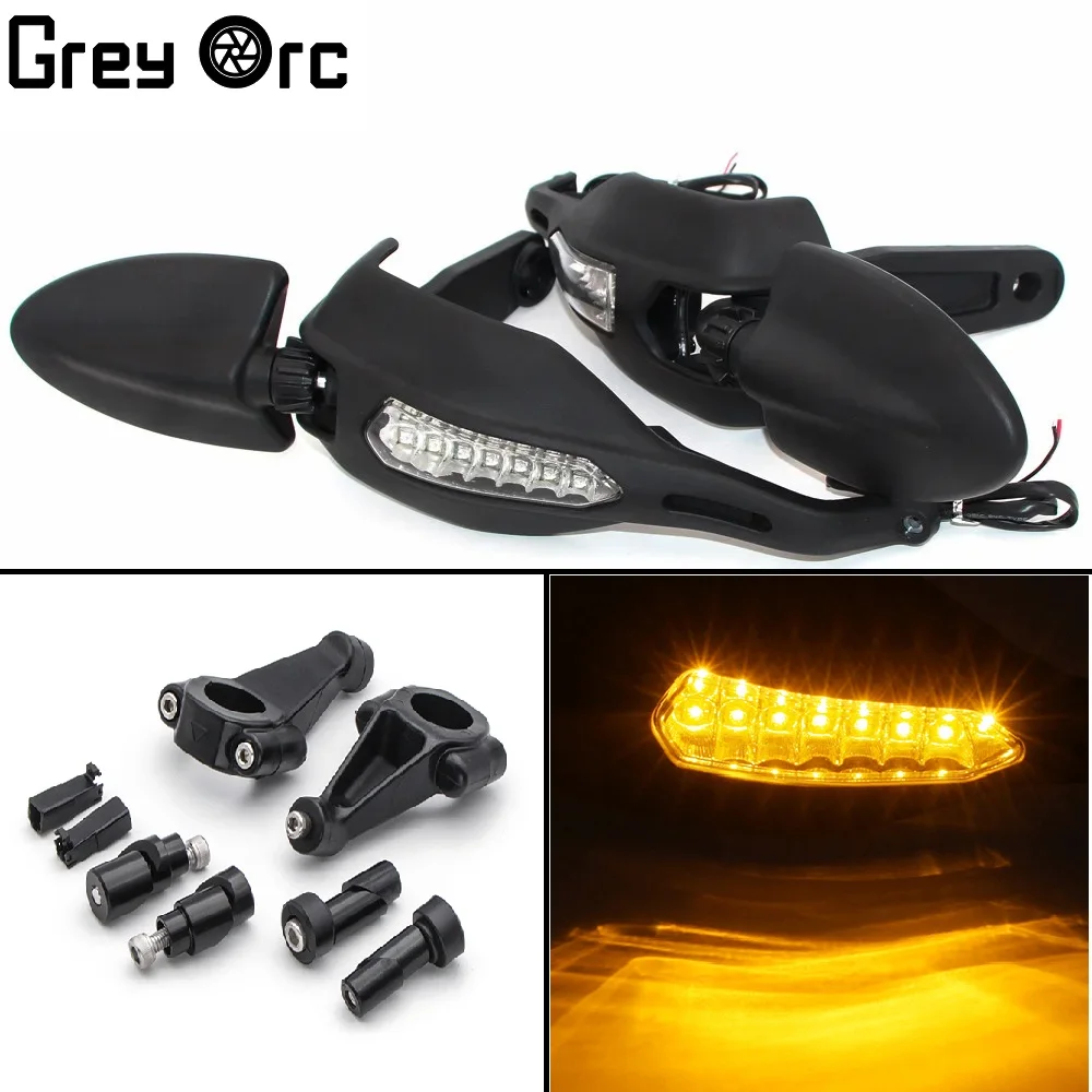 

For DUCATI Monster796 Hypermotard 1100S Motorcycle Handguard Rearview Mirror With LED Turn Signal Handle Side Mirror