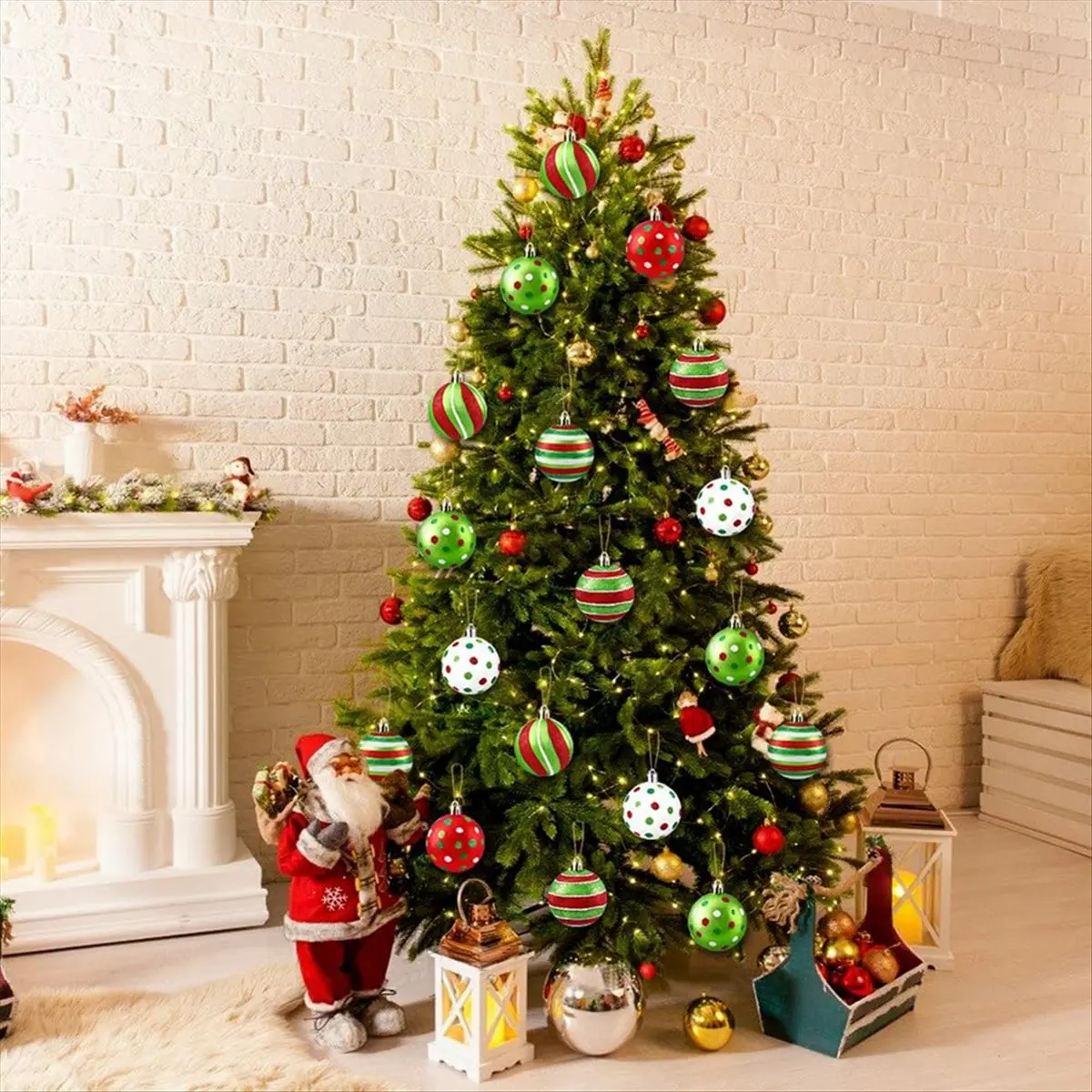 [N84R] 18pcs Christmas Balls Ornament 2.4 Inch Glittering Hanging Xmas Balls for Tree Decoration,for Home Indoor Holiday Decor