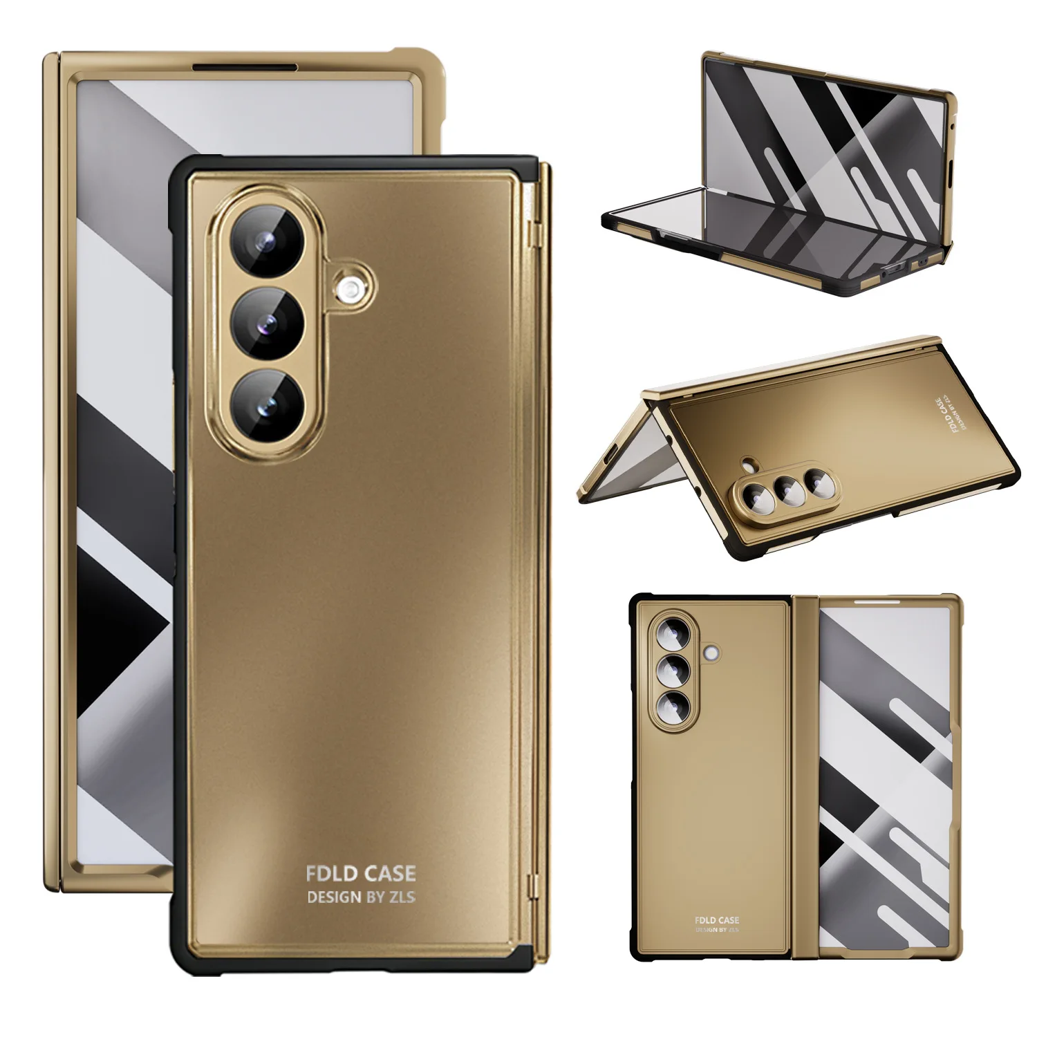 

case for Samsung Z FOLD 7 Electroplated transparent spring hinge shell film full-coverage drop-proof folding protective case