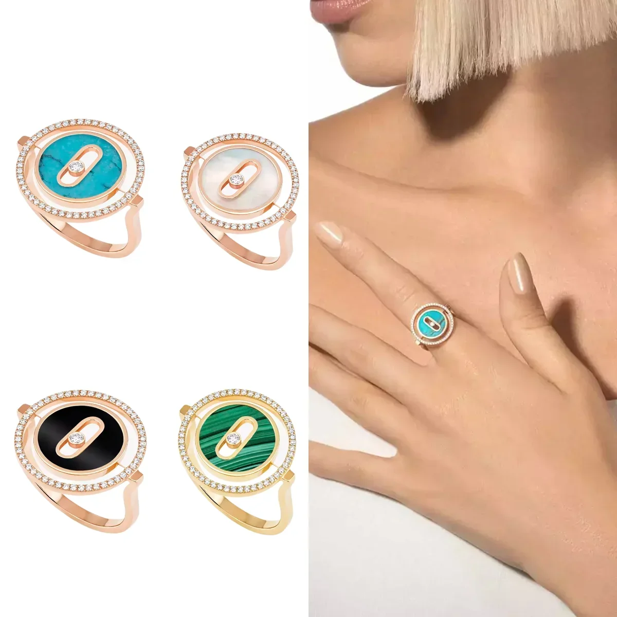 S925 sterling silver Messika new ring, four colors to choose from, suitable for party wear, gift for girlfriend