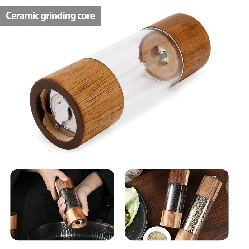 SEWS-Pepper Grinder Transparent Pepper Mill Salt Grinding Ceramic Core Multipurpose Seasoning Bottle Cruet