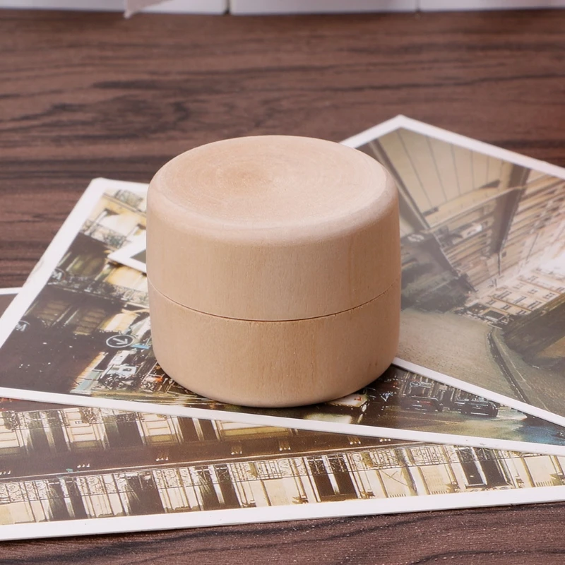 Small Round Wooden Storage Box Chinese Traditional Grinding Herb Powder