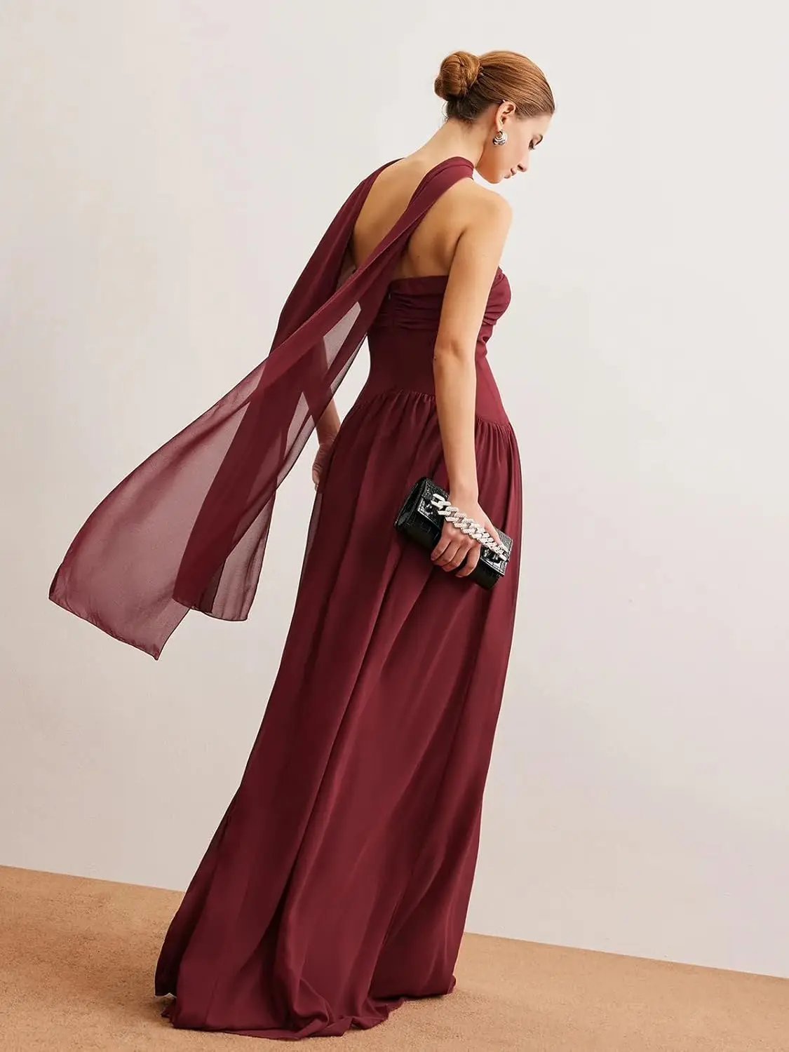 Vestidos de dama de honor con corsé plisado, vestido largo de gasa para mujer, vestido de noche Formal, vestido de fiesta elegante para mujer 2025