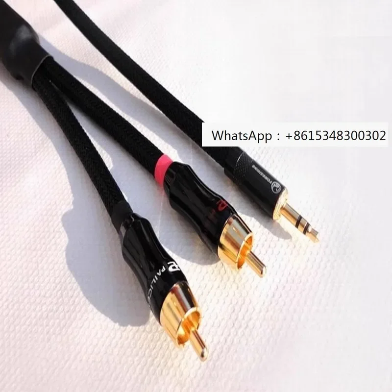 3.5 One split two RCA/audio cable signal cable/4N oxygen free copper double lotus/computer speaker cable