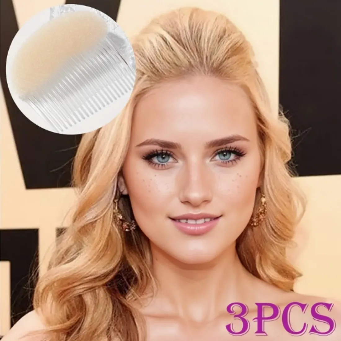 

Evelyn 3-Pack Invisible Volumizing Sponge Hair Extenders | Plastic Comb Volumizing Pads|Styling Tools | Ideal for Updos and Buns