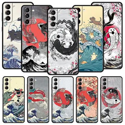 Custodia Koi Fish per Samsung Galaxy S22 Ultra S21 S20 FE 5G S10 S9 S24 Plus S10E S23 Cover per telefono Guscio in silicone nero