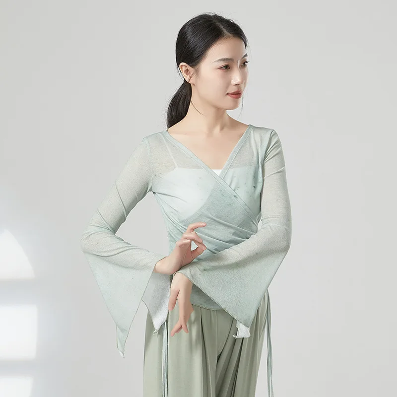 top-de-danca-moderna-para-mulheres-manga-comprida-estampa-tie-dye-roupa-para-pratica-de-danca-classica-chinesa-trajes-de-ioga