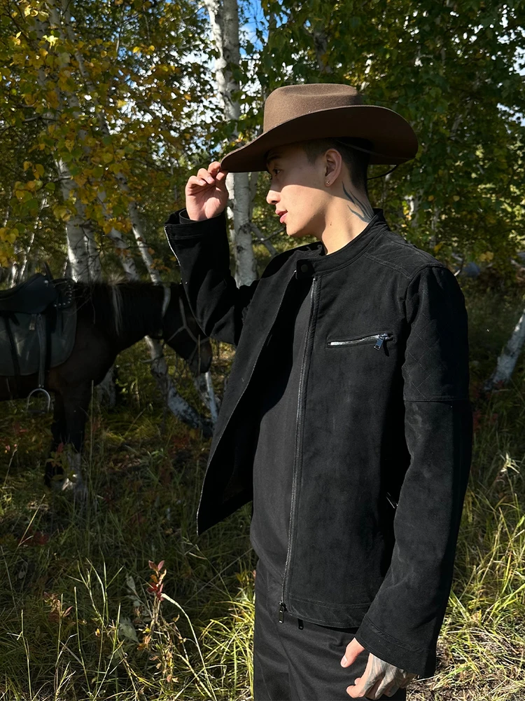 

AC Retro Animal Skin Faux Fur Jaet Loose Men's Autumn New American Trend Brand Outerwear Long Sve Polyester Nylon