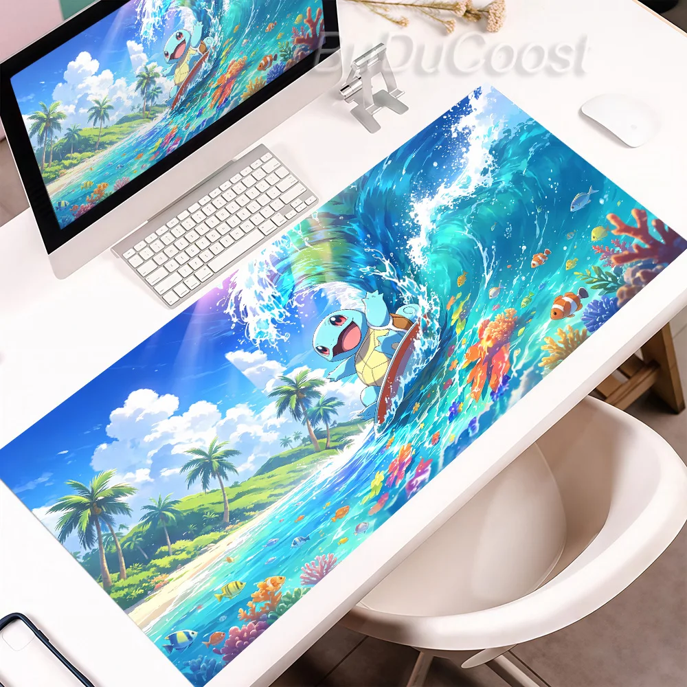 Pokemon Blastoise Squirtle Mauspad, großes Gaming-Zubehör, Computer-Gamer-Tastaturpad, Laptop-Schreibtischunterlage, Mauspad mit Gummibasis