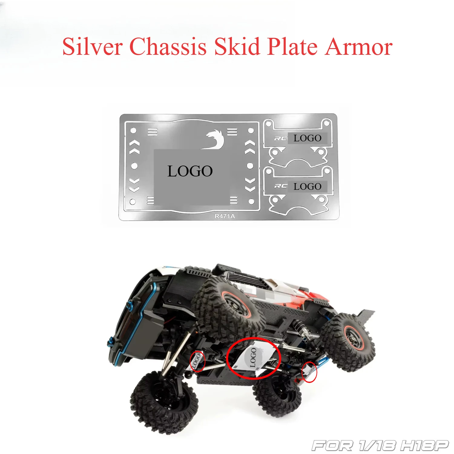 For 1/18 Scale MJX H18P RC Crawler Custom Color Stainless Steel Chassis Axle Protection Armor RC Mod Upgrade Spare Accessories