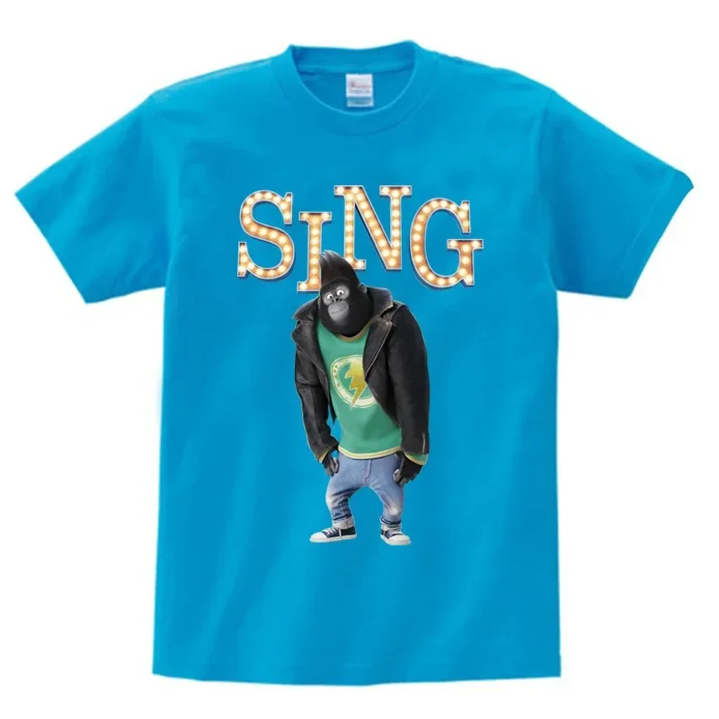 Youth Sing Movies T-shirt Sing Kids Party Shirt Johnny Gorilla Shirt Children\'s Summer T-shirt Boys Girls Youth Boys Shirt