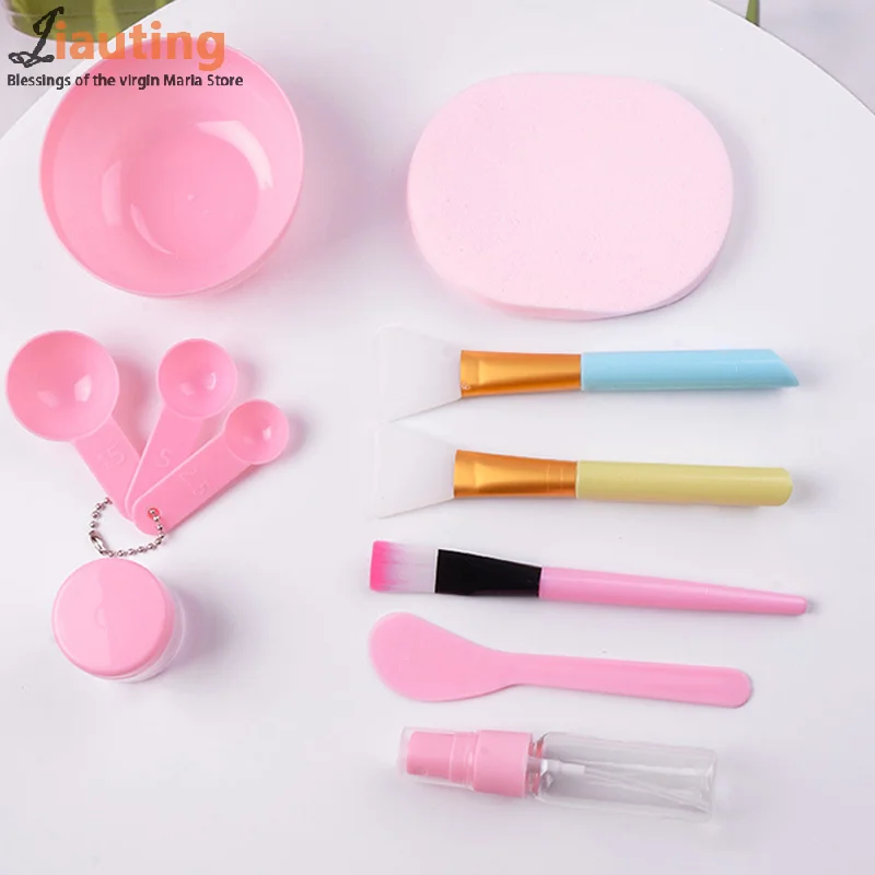 Juego de cuencos para máscara Facial, color rosa y verde, herramientas de belleza, botellas con cepillo, kits de herramientas para el cuidado de la piel, 9/11 Uds.