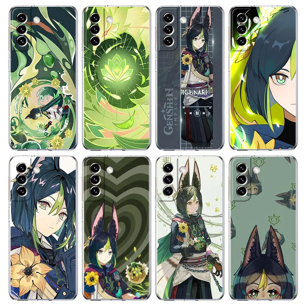 Game Genshin Impact Tighnari Clear Phone Case For Samsung Galaxy S23 S22 5G S20 Ultra S21 FE 5G S10E S9 S8 S10 Plus Soft Cover