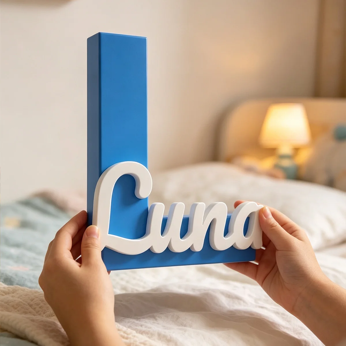 3D Printed Custom Initial Letter Name Sign Personalized Monogram Plaque Tabletop Ornament for Kids Bedroom Baby Shower Gift