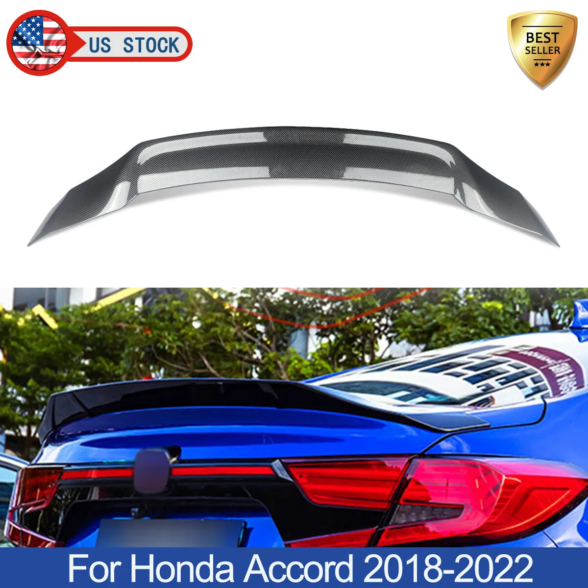 

Fit For Honda Accord Car Rear Roof Spoilers Sedan 4-Door 2018 2019 2020 2021 2022 JDM HIGHKICK Duckbill Rear Trunk Spoiler Wing
