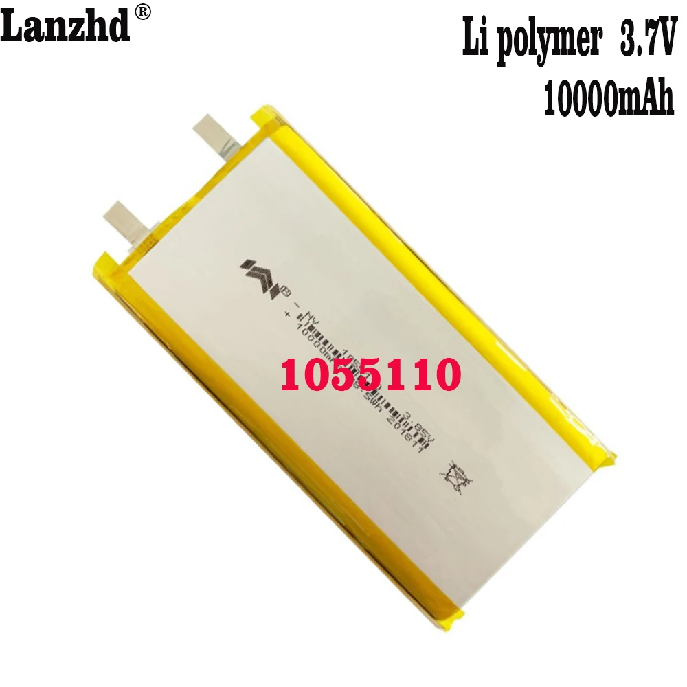 1-12pcs 3.7V Li-polymer 10000mAh Lipo Li-Po Lithium Batteria 1055110 Battery Replacement Batteries For Tablet DVD 110*55*10mm