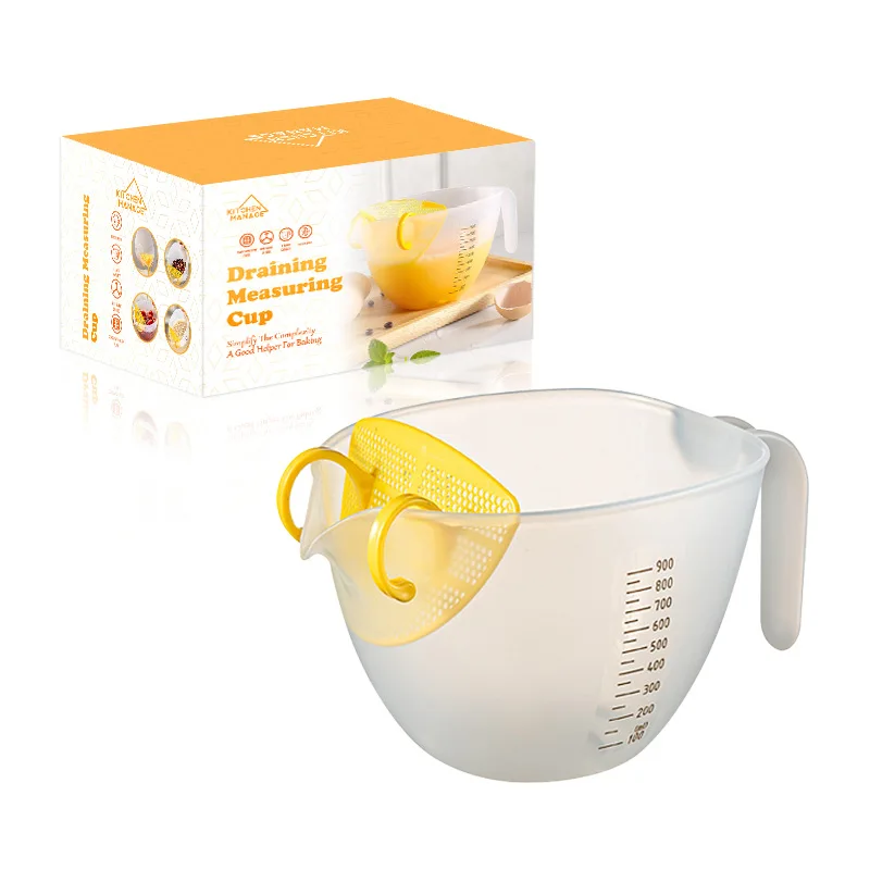 Filter Measuring Cup with Drain mouth Egg beater Bowl Baking with graduated Measuring cup Filter egg froth Mixing bowl