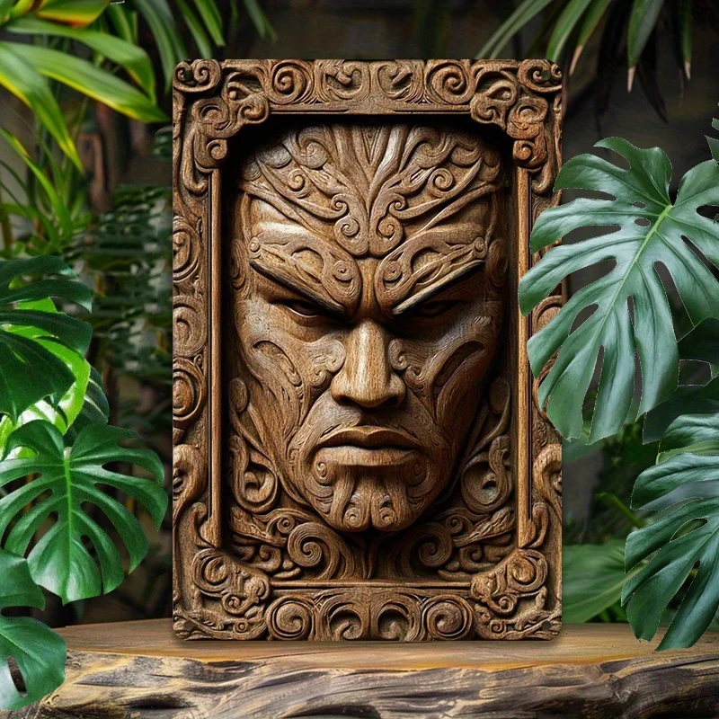 Aluminum Wall Art, Decorative Maori Warrior Inspired Metal Signs for Home Decor, Weather-Resistant Vintage Style Aluminum Plaque