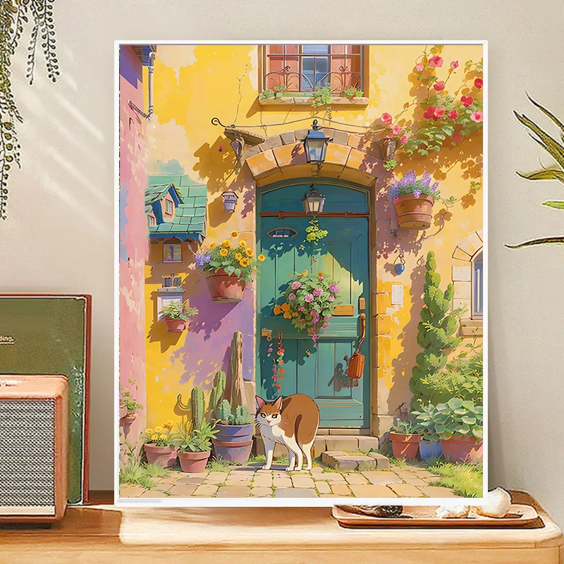 Creative DIY Digital Oil Painting Fairytale Town Decorative Painting By Number Home Decoration with Frame