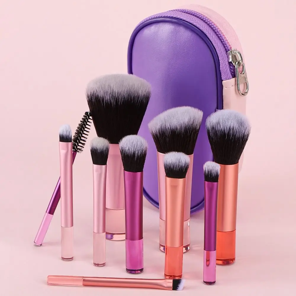 

10Pcs Mini Travel Makeup Brush Set Eyebrow Pencil Eyeliner Brushes Eyeshadow Brushes Set with Storage Bag Soft