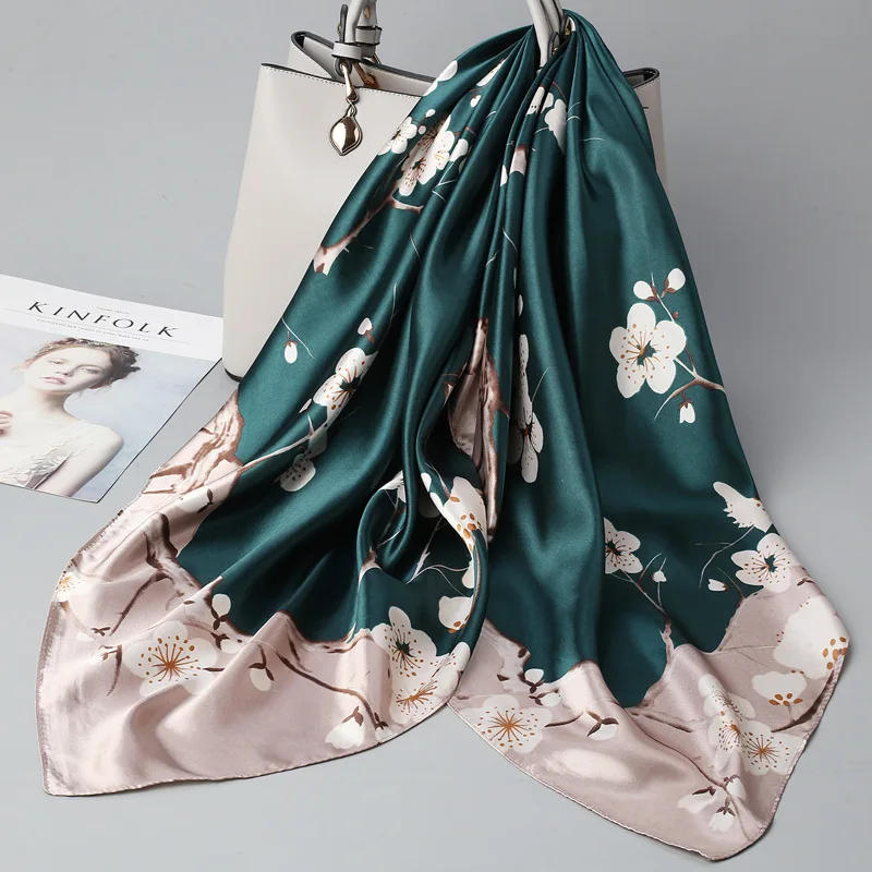 

Small Silk Scarf for Women, Large Square Scarf, Gauze Scarf for Spring, Autumn, and Winter, Paired with a Shirt, for Middle-Aged Mothers, Square 90×90 Thin Scarf