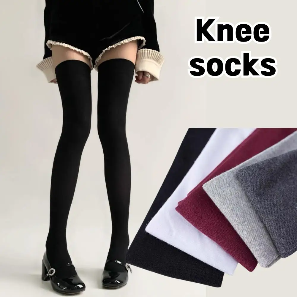 Calzini al ginocchio CALDI 1 paio di calzini alla coscia in cotone stile giapponese Lolita da donna 80 cm sopra il ginocchio calza super lunga leggings termici sexy