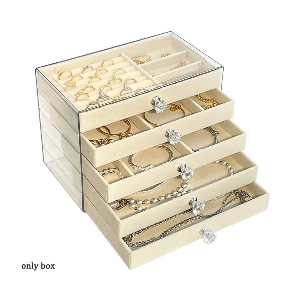 

Large Capacity Velvet Jewelry Box Earrings Necklaces Rings Bracelets Drawer Storage Holder Multi-layer Acrylic