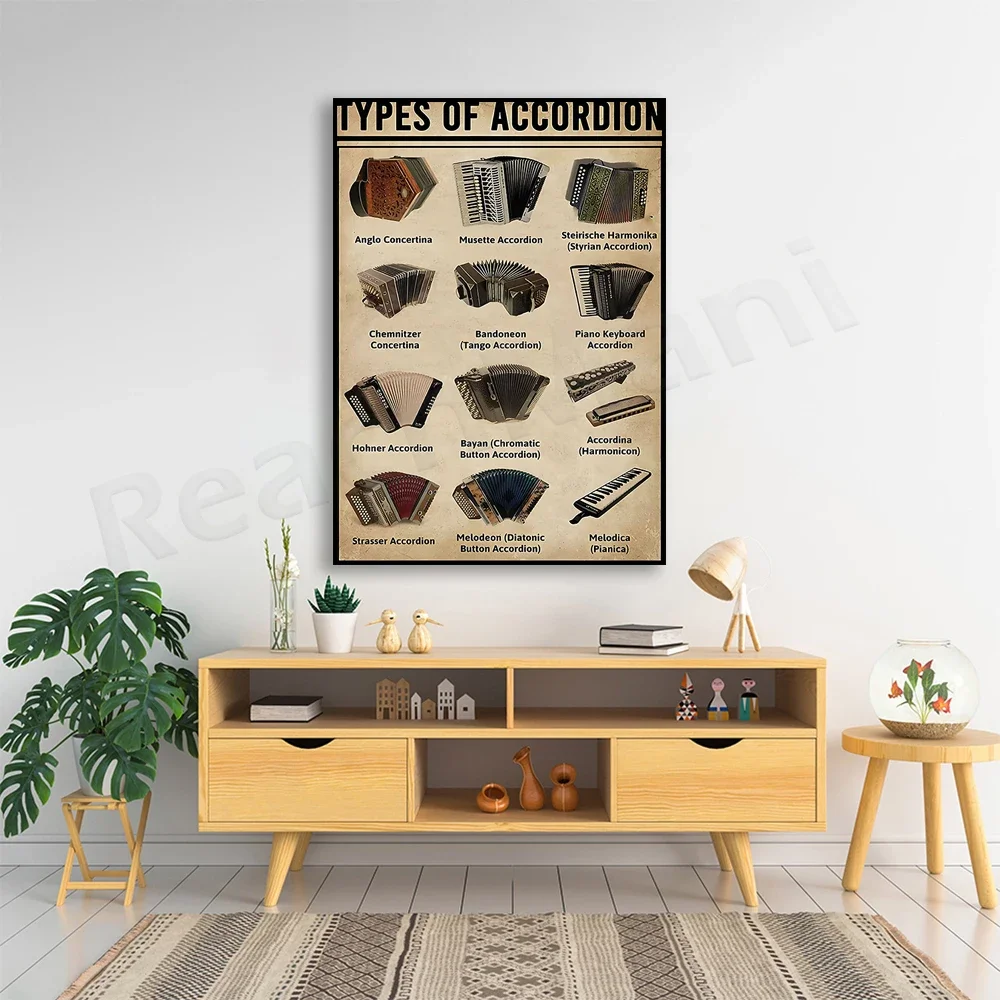 

Accordion Type, Musical Keyboard Instrument Type Accordion Poster Living Room Decor Wall Art Print Home Decor Canvas