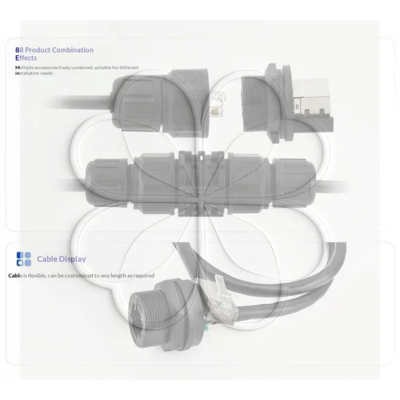 Heavy Duty LR20 M20 Waterproof RJ45 Network Cable Connector 8P8C Cat6 Signal Adapter for Industrial Use