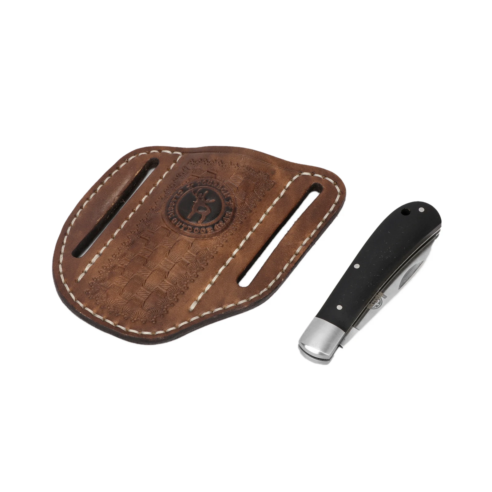 Tourbon Leather EDC Pocket Slip for Folding Knife Mini Knife Pouch Multitool Holder Knife Sheath for Belt Brown (without knives)