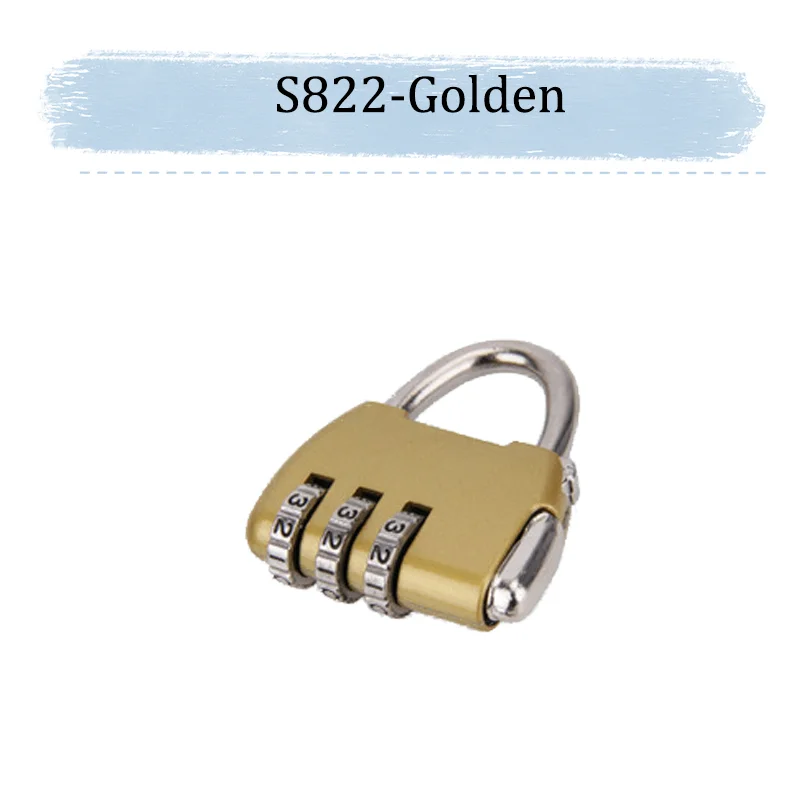 For S822 New Mini Padlock 3-Digit Combination Lock Portable Travel Lock Luggage Backpack Lock Dorm Gym Locker Lock