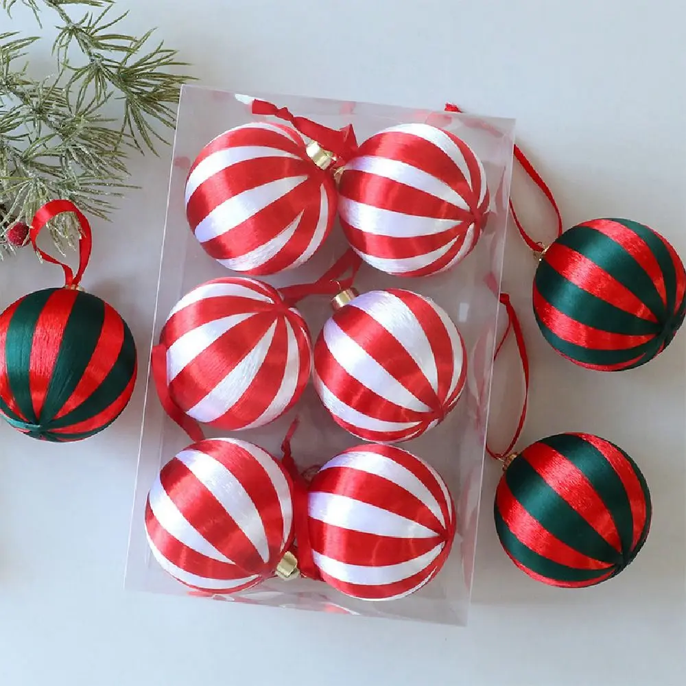 

6Pcs Creative Christmas Ball Ornaments Elegant 8cm Xmas Tree Decoration Balls Reusable Exquisite Christmas Tree Hanging Pendant