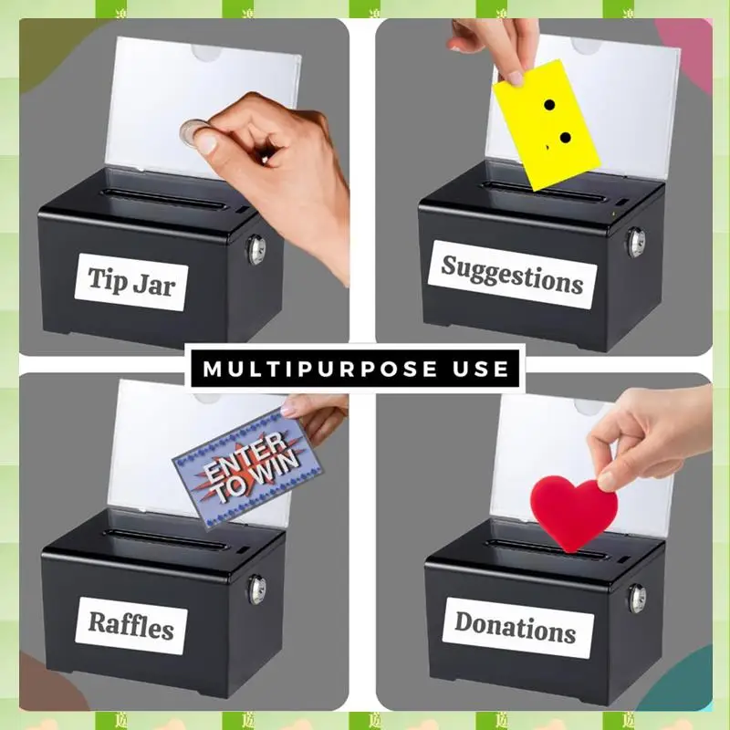 2025 Donation Box With Lock - Acrylic Suggestion Box With Slot, Ballot Lock Box With Sign Holder For Raffle, Voting,Donation Box