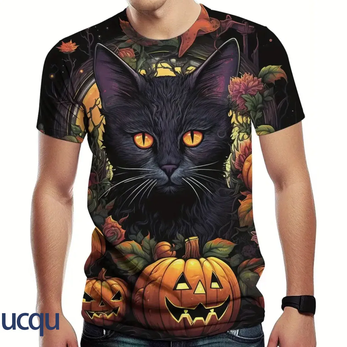 

2025 Hot New Evil cat, black cat Halloween Sportswear T-shirt Man Women Sport Shirt Comfort Breathable Tee 3D Fashion Clothes