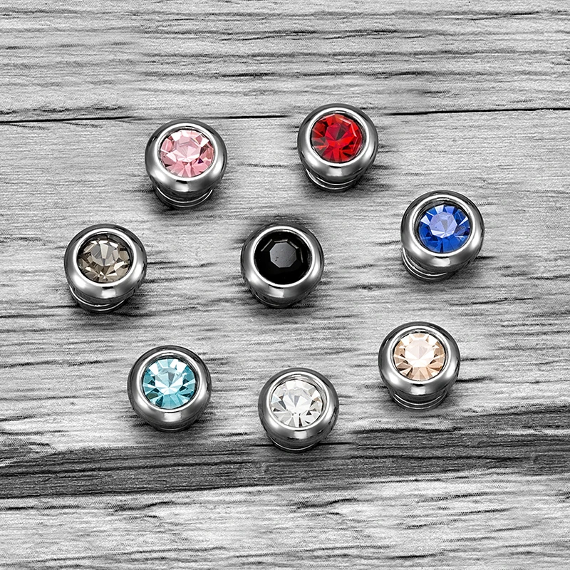 Non-allergenic color rhinestone Trend Ear clip Man girls Stainless Steel  Ear Studs Fashion No Pierced Ears Magnetic Ear jewelry