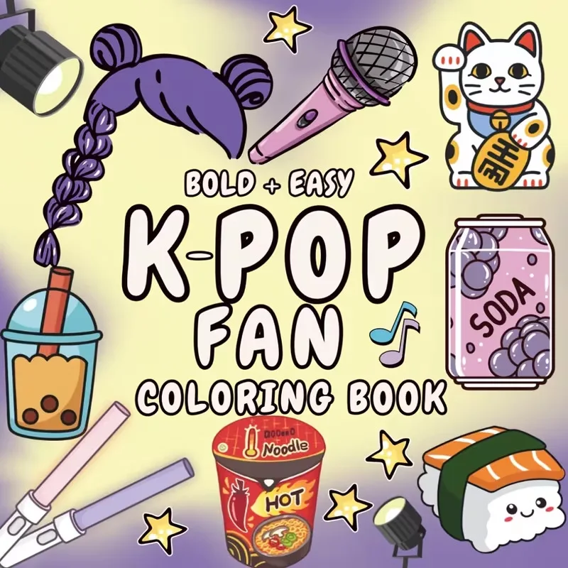 K-POP-Stil, süßes Malbuch, 24 niedliche Cartoon-Muster, lustiges Graffiti-Kunstbuch, stressabbauendes Malbuch