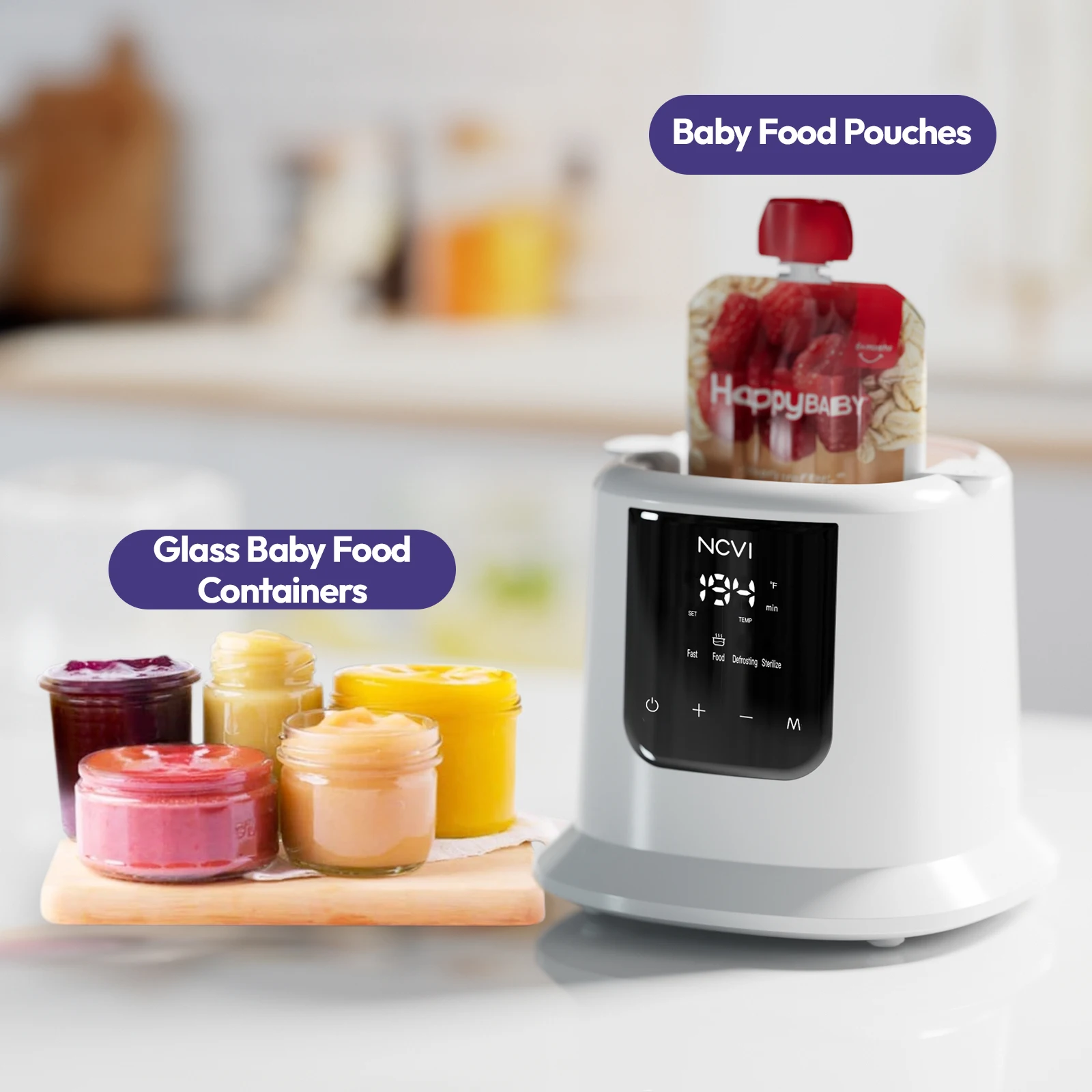 جهاز تسخين زجاجات الأطفال NCVI مع معقم بالبخار، 8 وظائف، تسخين سريع خلال 3 دقائق، تحافظ على الدفء على مدار 24 ساعة، 220 فولت، قابس أمريكي، خالي من مادة BPA
