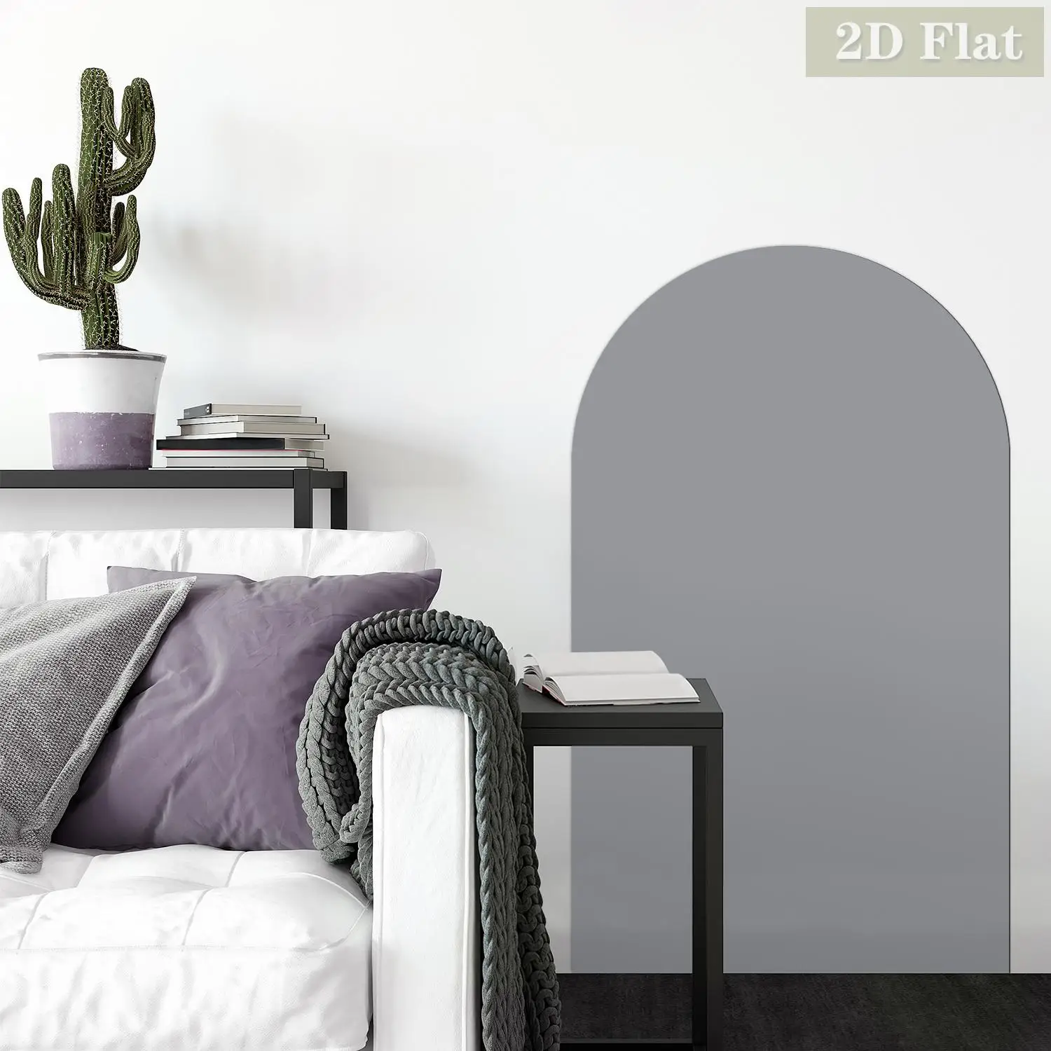 1pcs Light Gray Arched Decorative Magnetic Whiteboard Wall Sticker, Graffiti Friendly, Simple Curved Semi-Circular Pattern