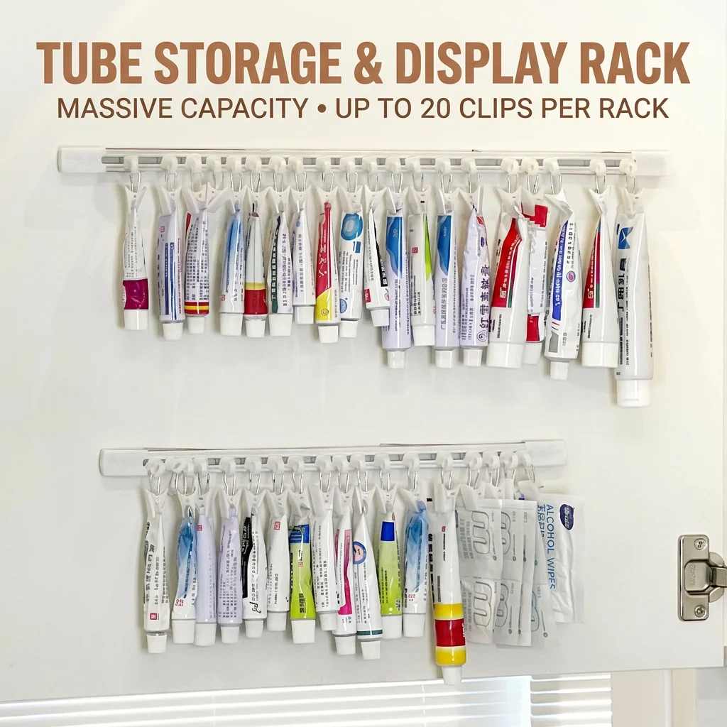 Slide Medication Organizer Serrated Locking Hanging Storage Rack Cabinet Door Organizer Self-Adhesive Ointment Storage Rack