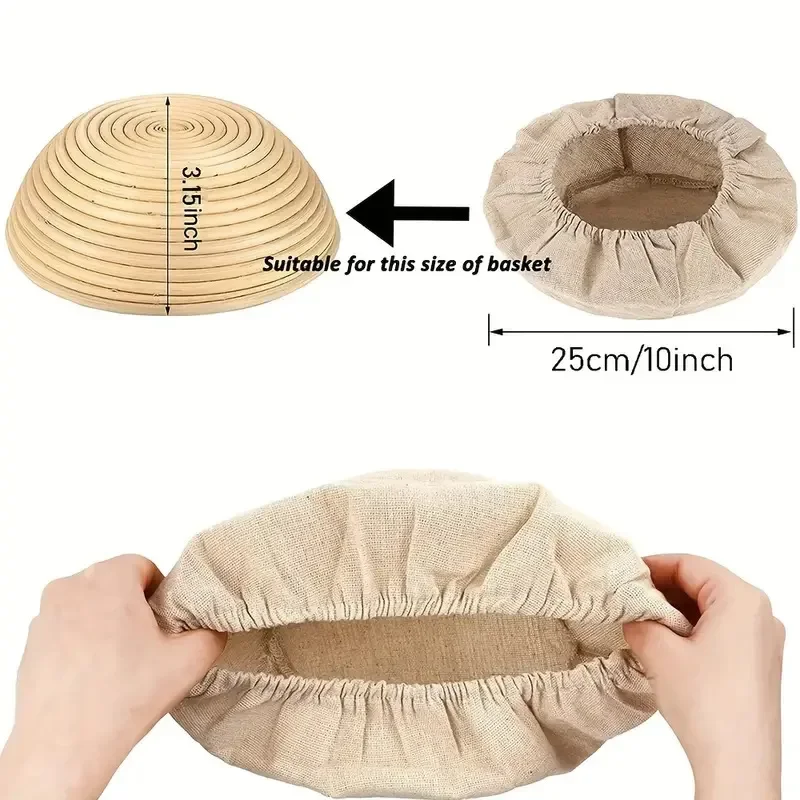 1pcBread basket cloth cover Dry Storage Fermented dough Rotundity Ellipse Vine fermentation basket cloth cover Excluding baskets