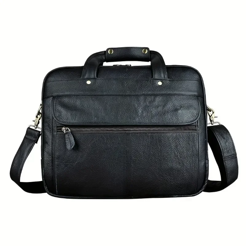 

2025 Men's Oil Waxy Leather Business Tote, Antique Design Laptop Briefcase & Document Messenger Attache Bag