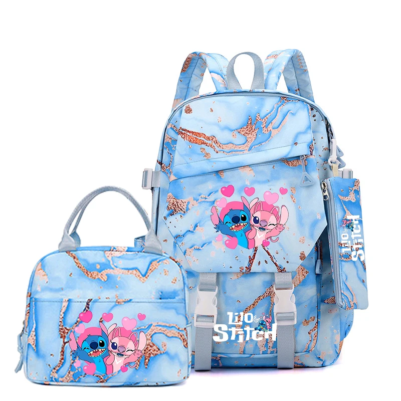 3 قطع حقيبة ظهر ستيتش، مقلمة، حقيبة غداء معزولة قابلة للطي، حقيبة مدرسية ذات سعة كبيرة، حقيبة نهارية كاجوال للاستخدام اليومي #4