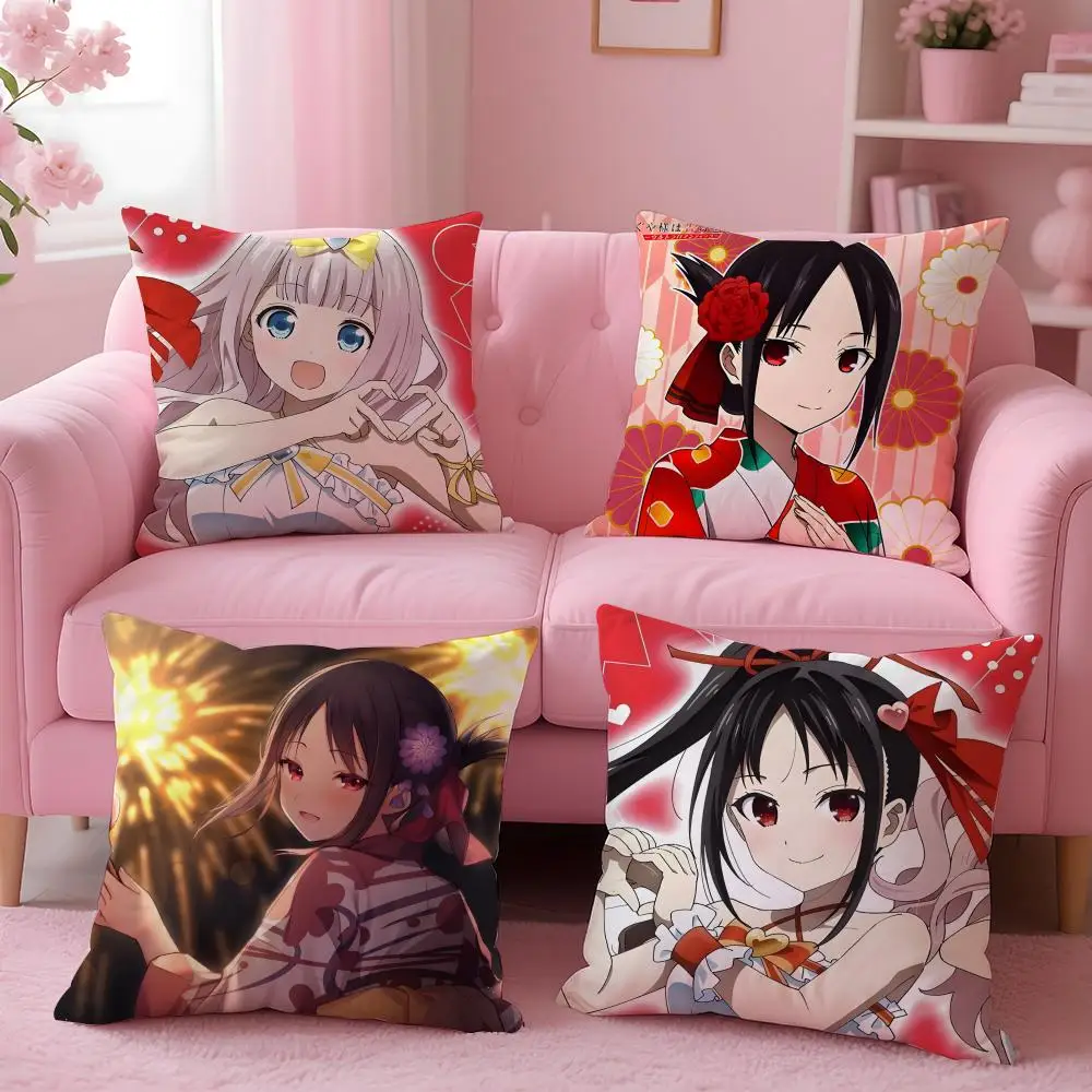 anime Kaguya-sama Love Is War Cushion Cover Cushion Cover Set 4Pcs 50x50 45x45 40x40 Pillowcase Decorative Sofa Home Decor