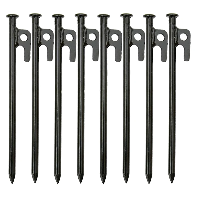 Hot Tent Pile Heavy Duty 12 Inch Steel Tent Pegs For Camping Unbreakable And Inflexible, 8 Pack