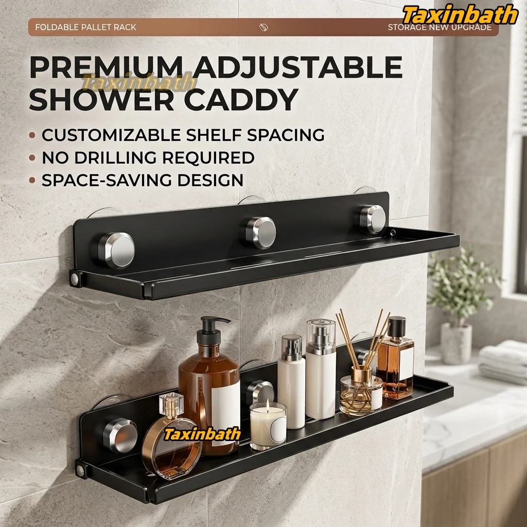 Bathroom Folding Storage Rack Wall Mounted Shower Toilet Storage Shelf Anti Rust No Drilling Home Organizer Rack