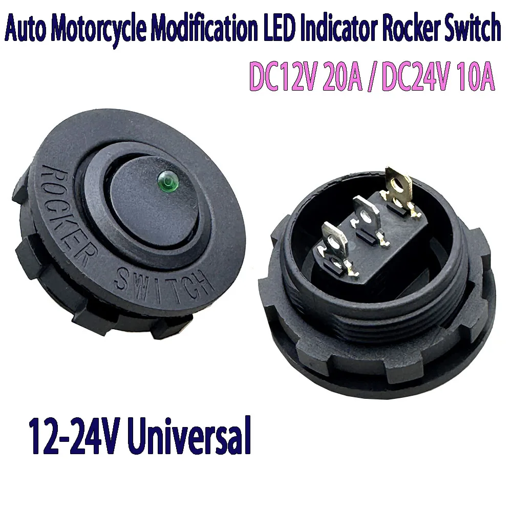 12pcs 3Pin DC Rocker Switch 10A 20A 2-Gear ON/OFF with Light Nut 5V-24V For Car Motorcycle Panel Mount ,Boat, truck,Push Button