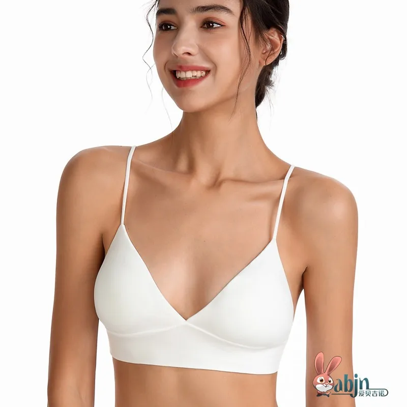 

Беспроводной спортивный бюстгальтер-топ с тонкими бретелями для женщин, удобное бесшовное белье для сна из нейлоновой ткани, средняя поддержка